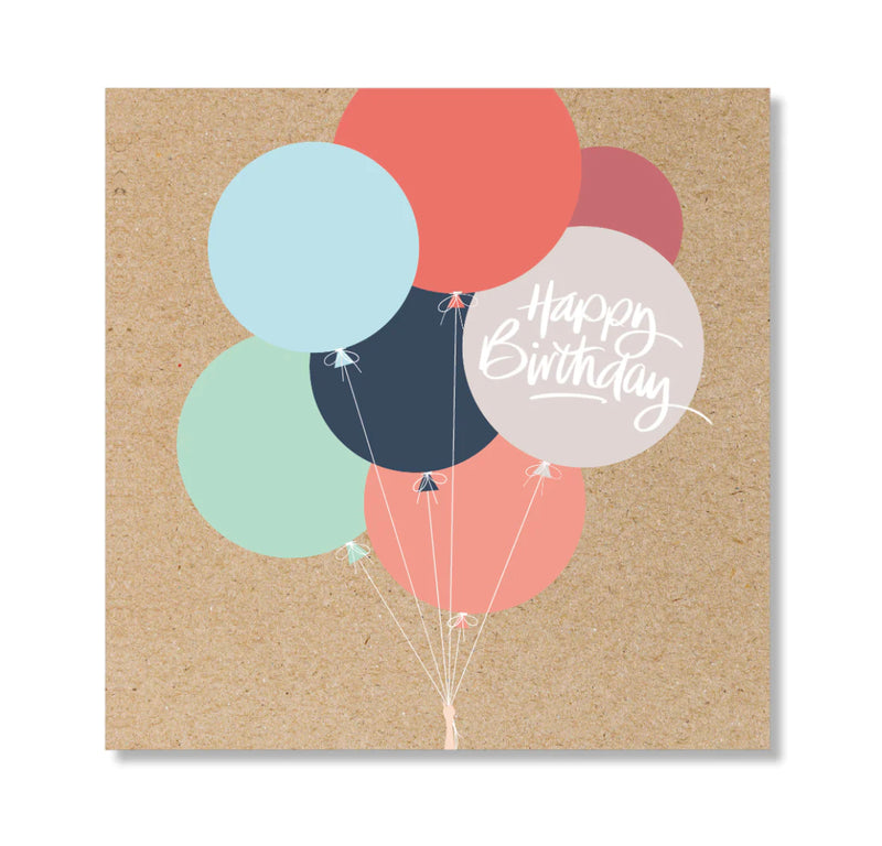 Birthday Balloons Card - Kraft