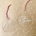 Personalised Clear Bauble Disc - Fancy Font