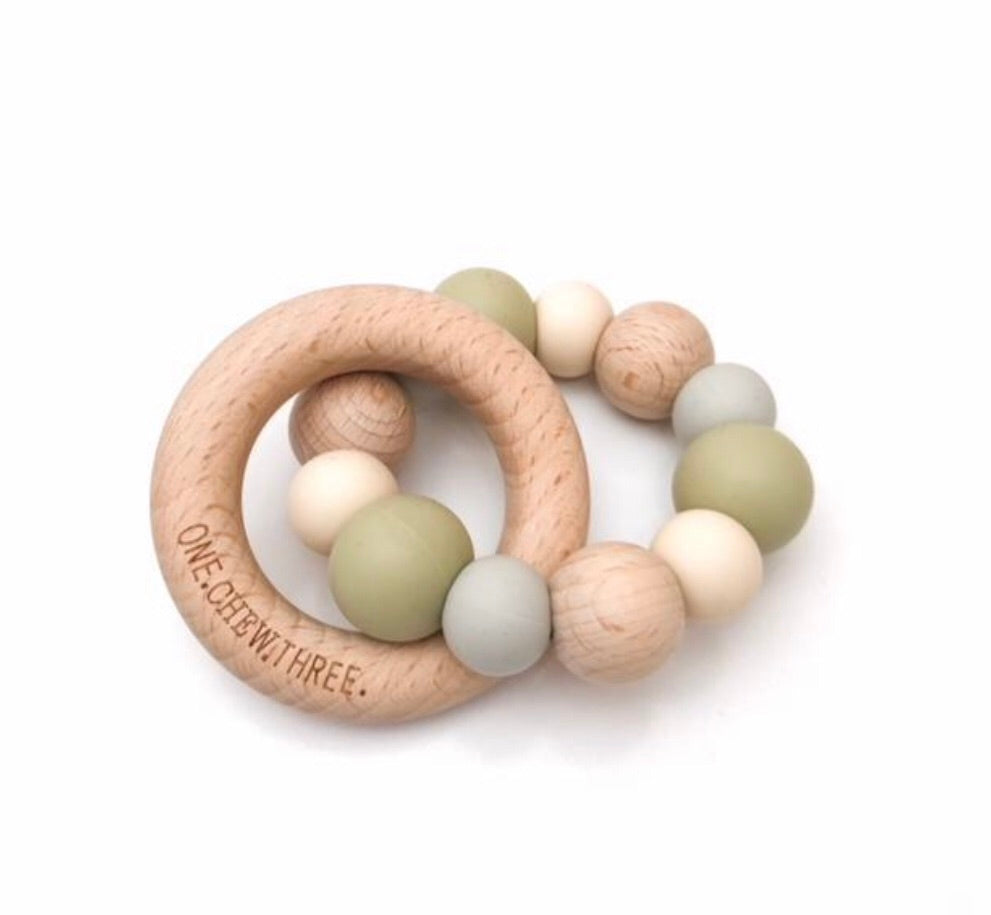 Natural Silicone and Beech Wood Teether