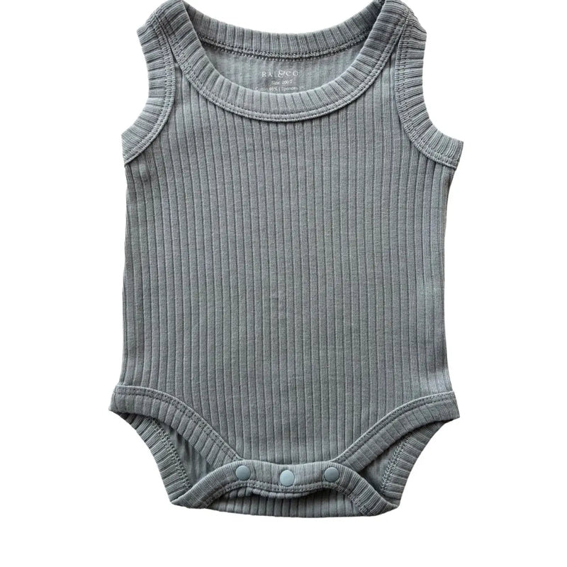 Basic Singlet Bodysuit - Dusty Blue