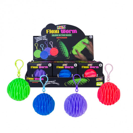 Flexi Worm Glow In The Dark Keychain