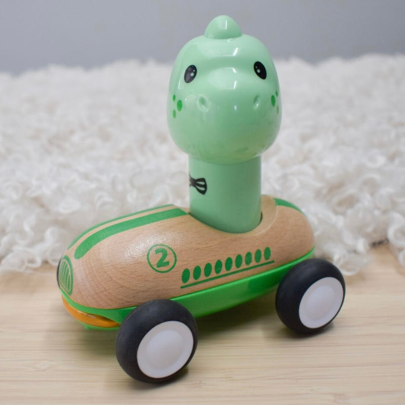 Wooden Press Go Racer Dinosaur with Sound and Light