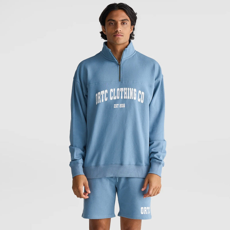 College Logo Quater Zip Pacific Blue