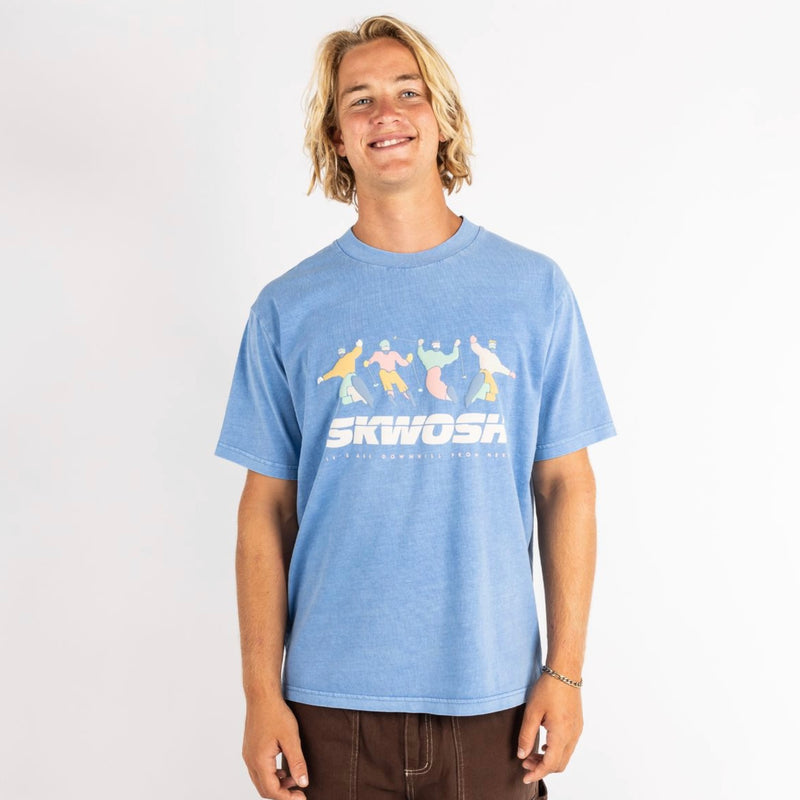 All Downhill Regular Tee in Dusty Blue