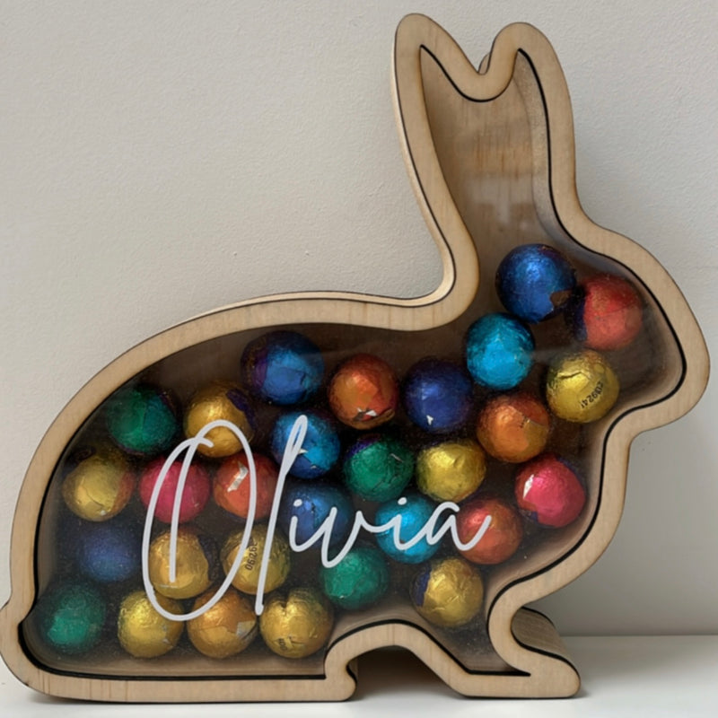 Personalised Wooden Bunny Egg Holder