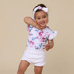 Lilac Skies Short Sleeve Organic Bodysuit with Frills