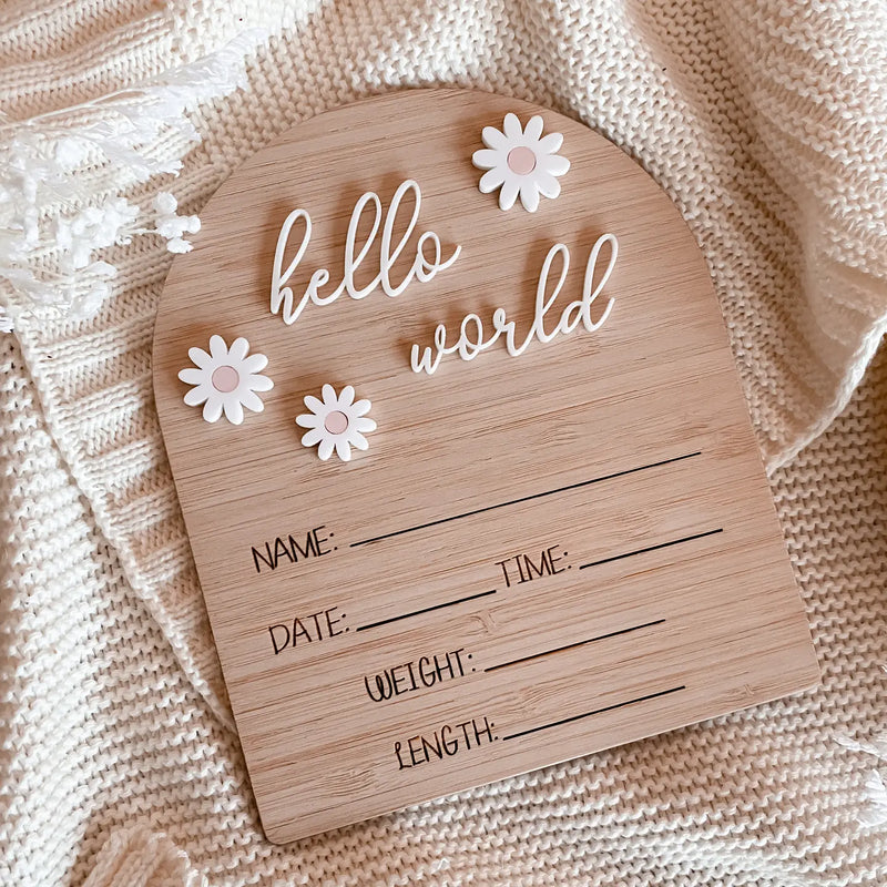 Daisy Hello World Writeable Birth Announcement sign