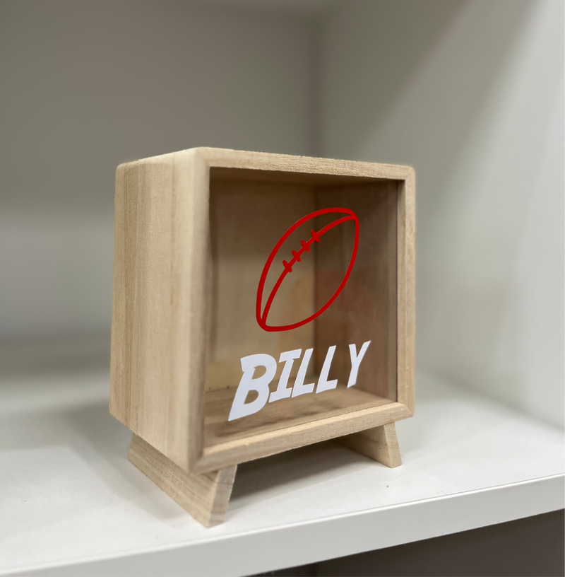 Personalised Sport Wooden Money Box