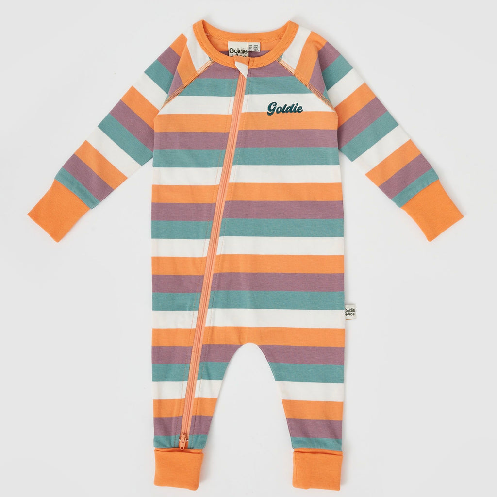 Nostalgia Stripe Embroidered Zipsuit