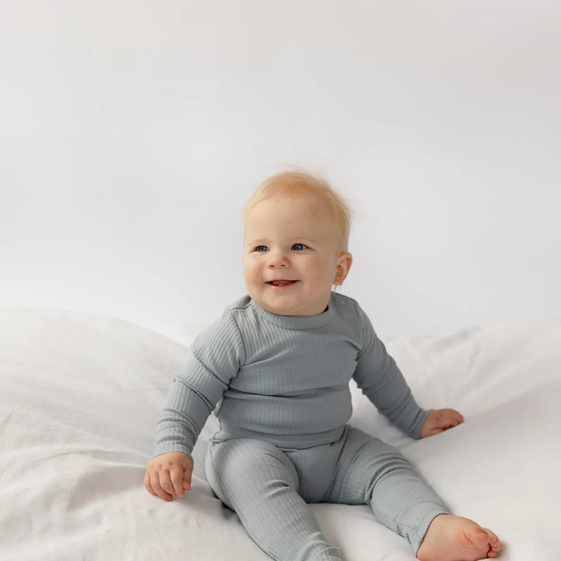 Basic Long Sleeve Body Suit - Dusty Blue