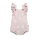 Flower Ruffle Knit Romper