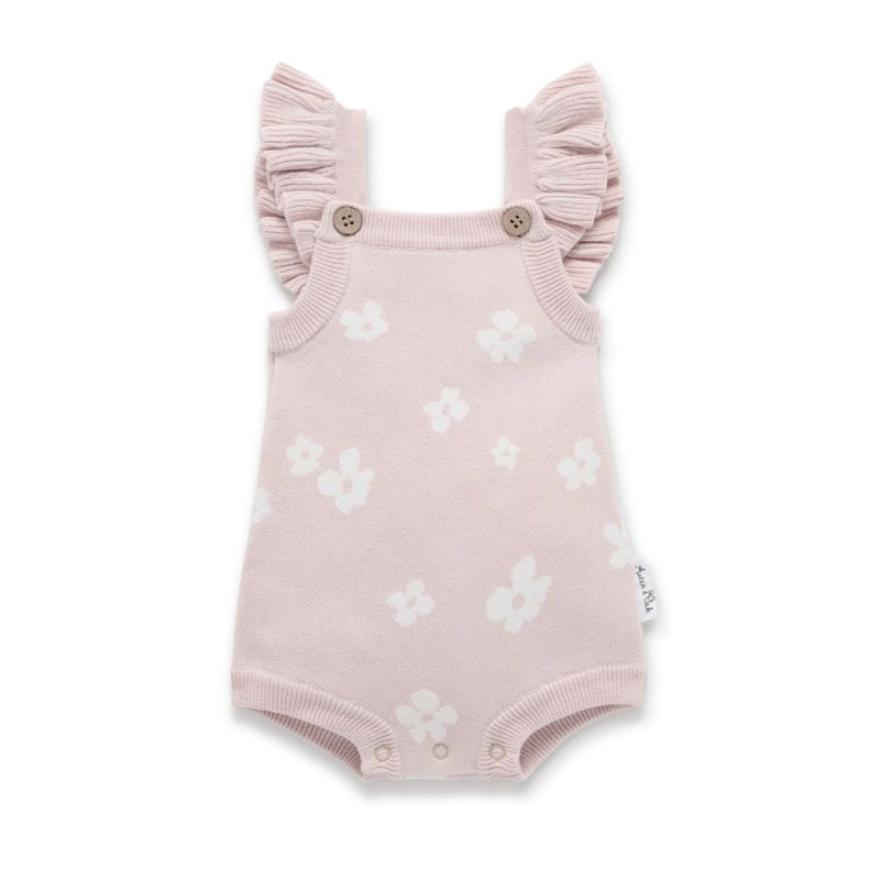 Flower Ruffle Knit Romper