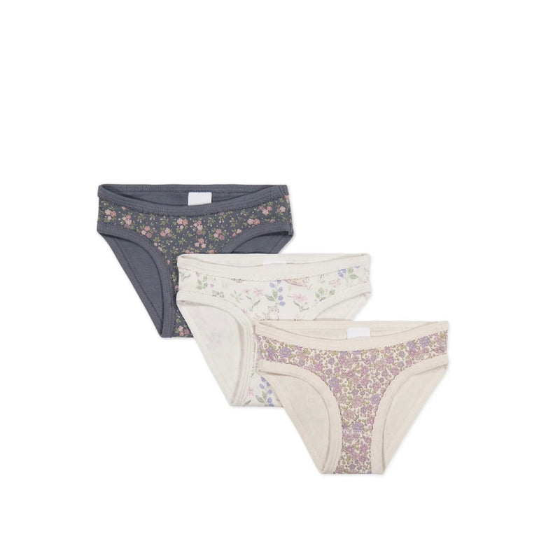 Organic Cotton - 3PK Girl Brief- Rosalie Floral lava/Chloe lavender/Moons Garden