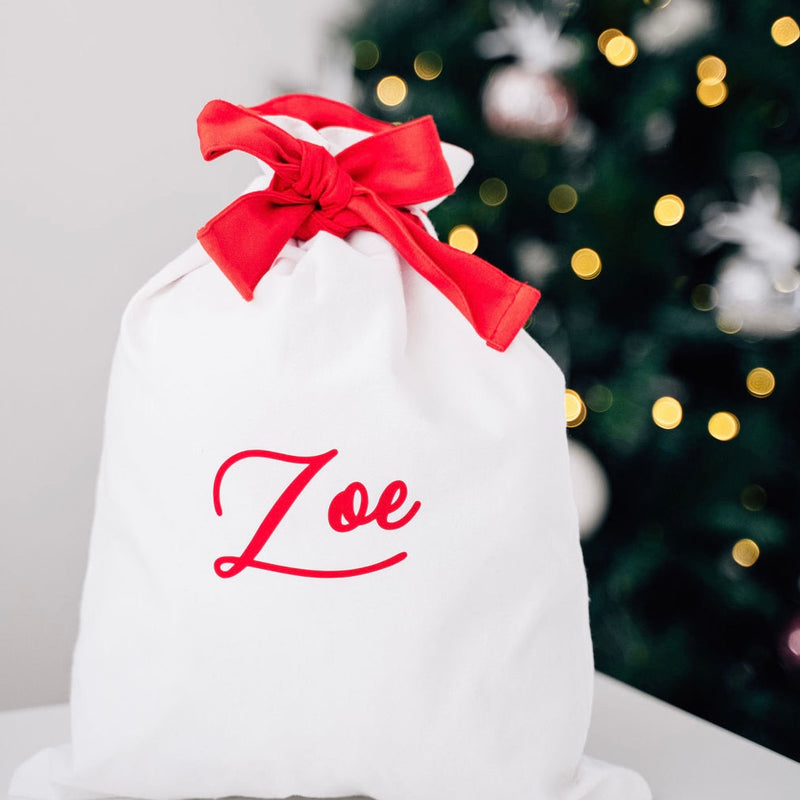 Luxury Santa Sack White with Red Bow