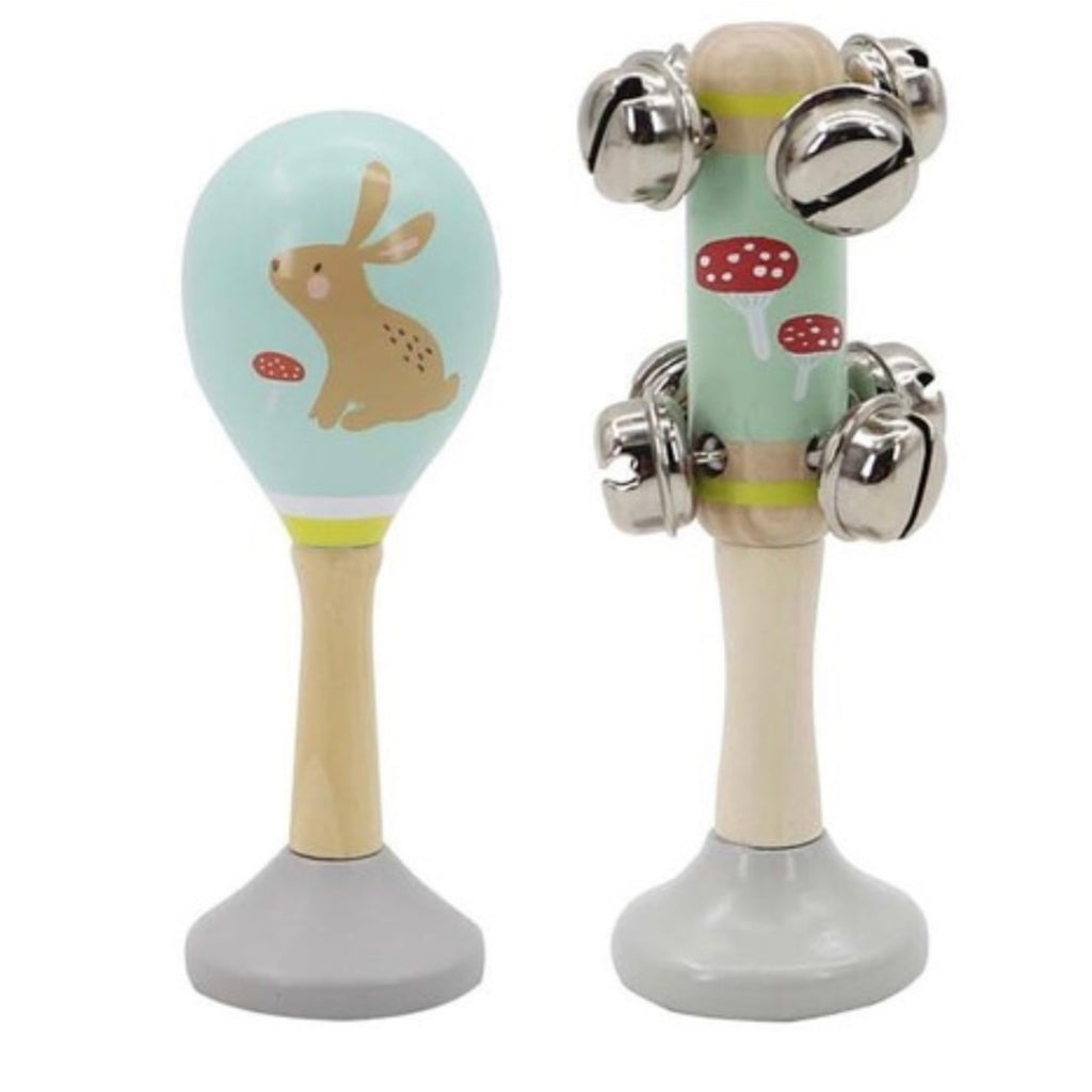 Calm & Breezy Wooden Wooden Maraca & Bell Stick Set