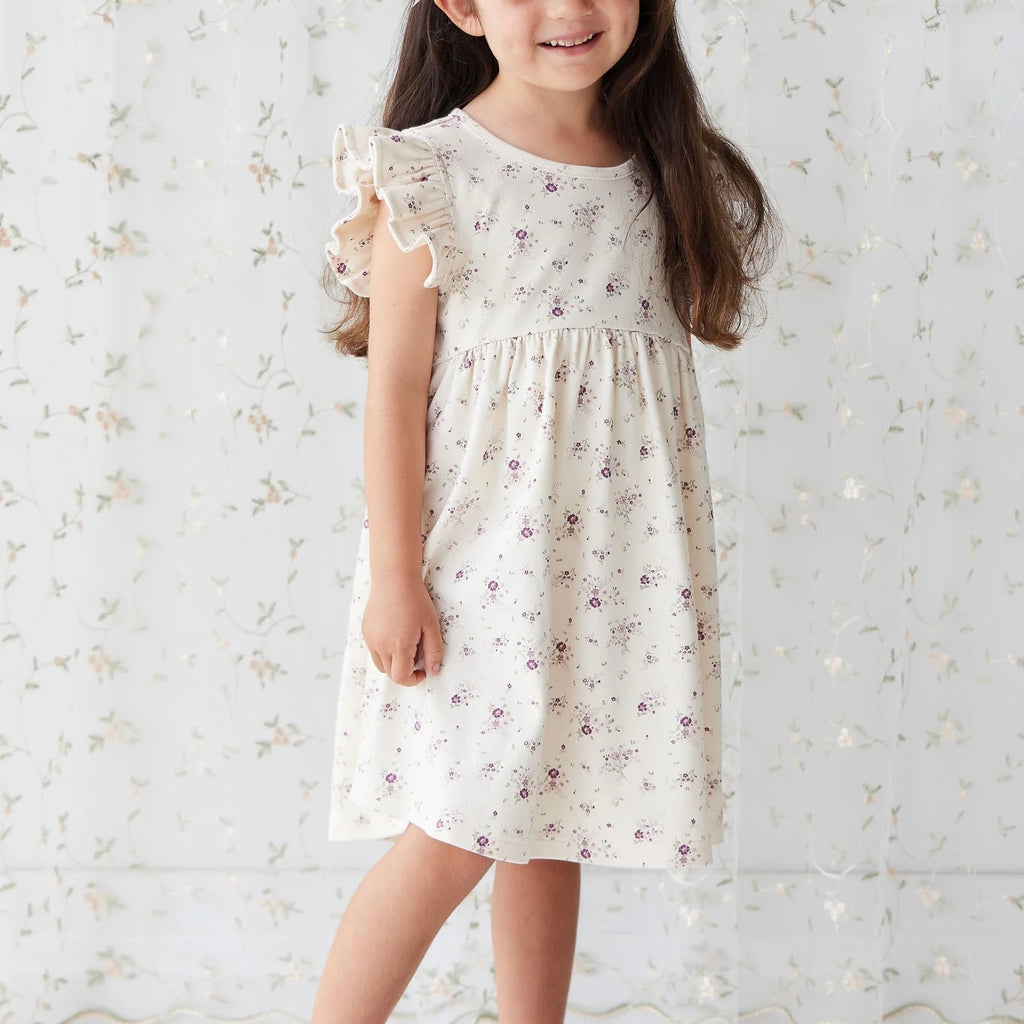 Organic Cotton Ada Dress- Sweet William Floral Natural