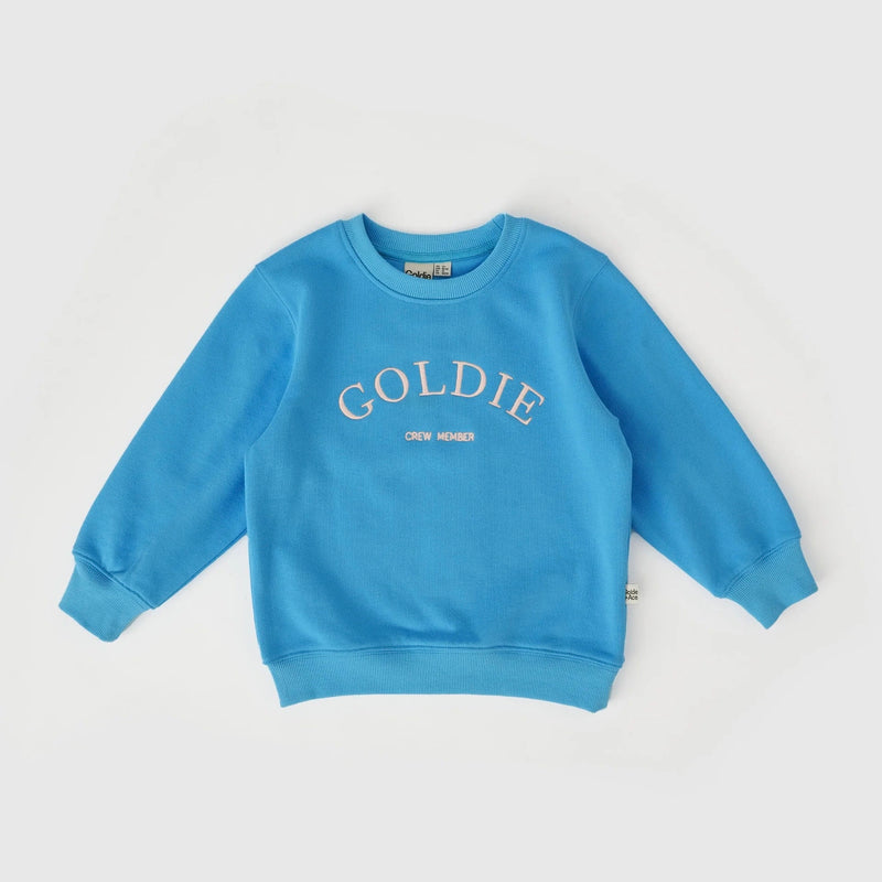 Goldie Crew Embroidered Sweater- Lake
