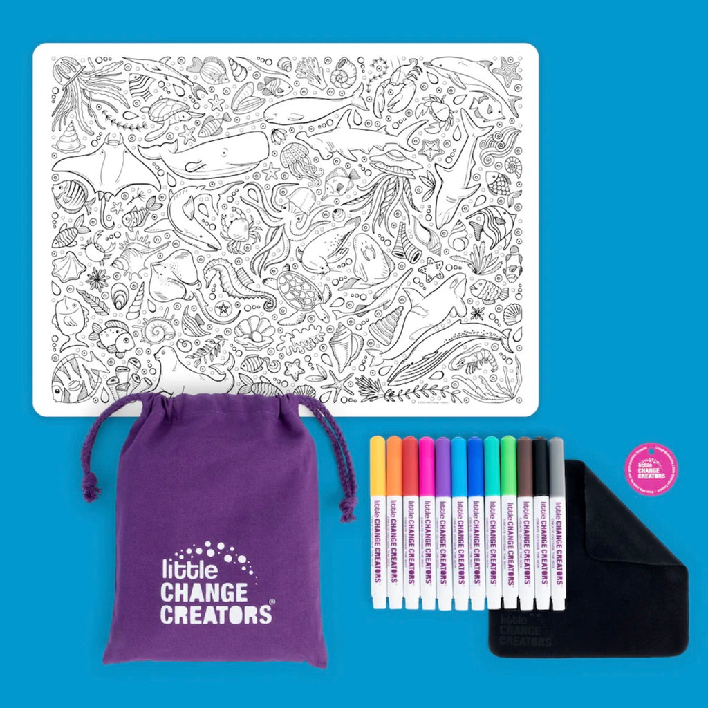 Underwater Reusable Colouring Mat & Pens set