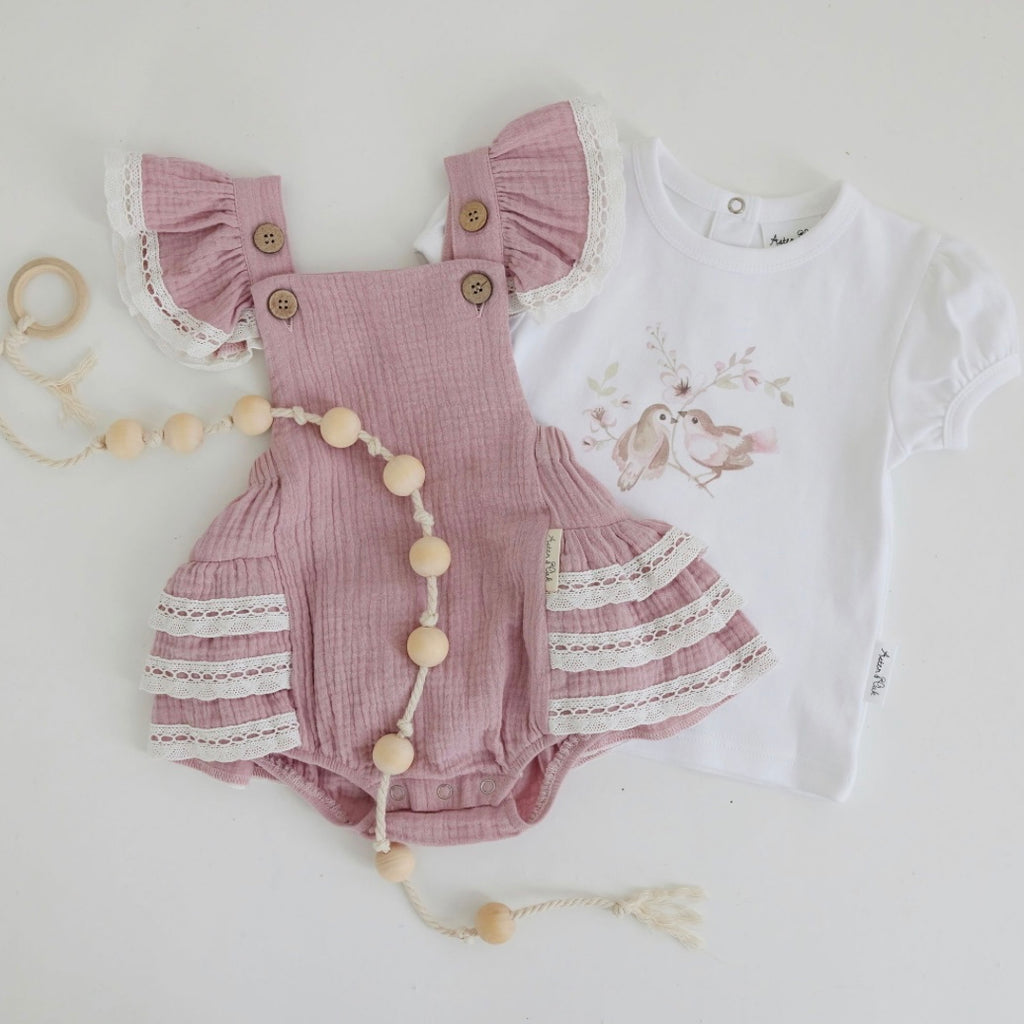 Pink Muslin Ruffle Playsuit