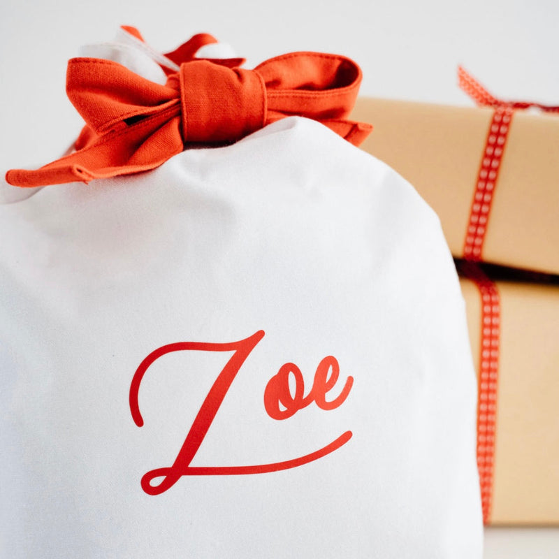 Luxury Santa Sack White with Red Bow