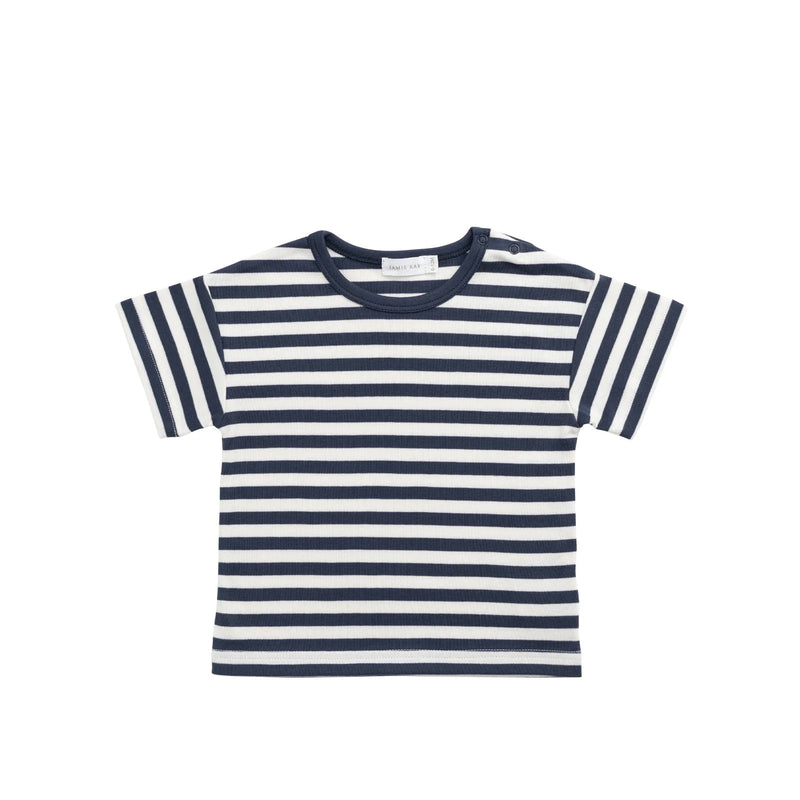 Pima Cotton Hunter Tee - Essential Stripe Charter/Cloud