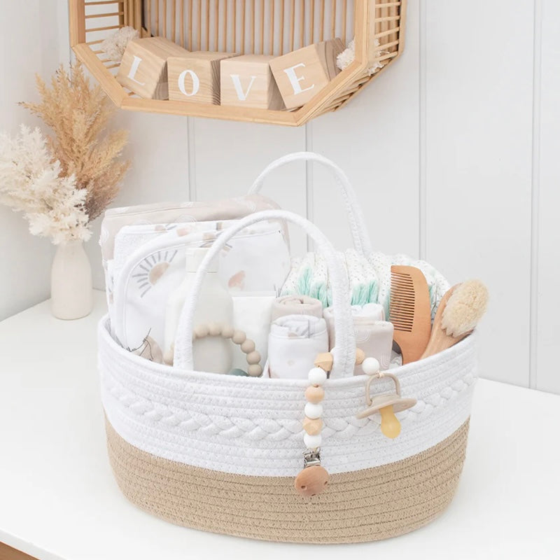 Cotton Rope Nappy Caddy - With Divider