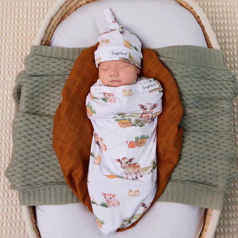 Farm Organic Snuggle Swaddle & Beanie Set