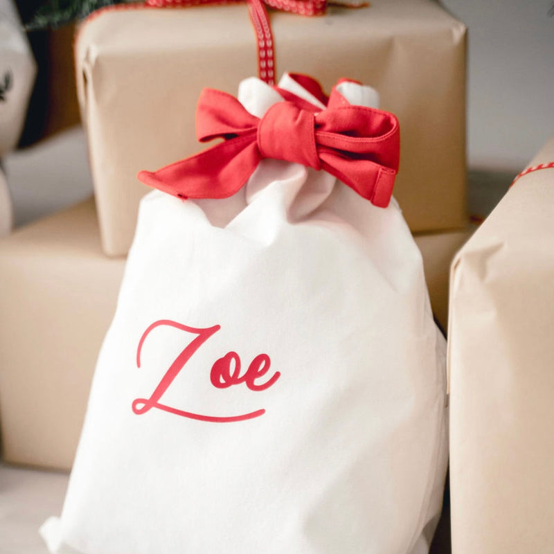 Luxury Santa Sack White with Red Bow