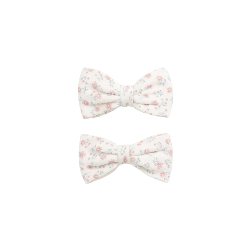 Organic Cotton Noelle 2pk Bow - Posy Garden Pink