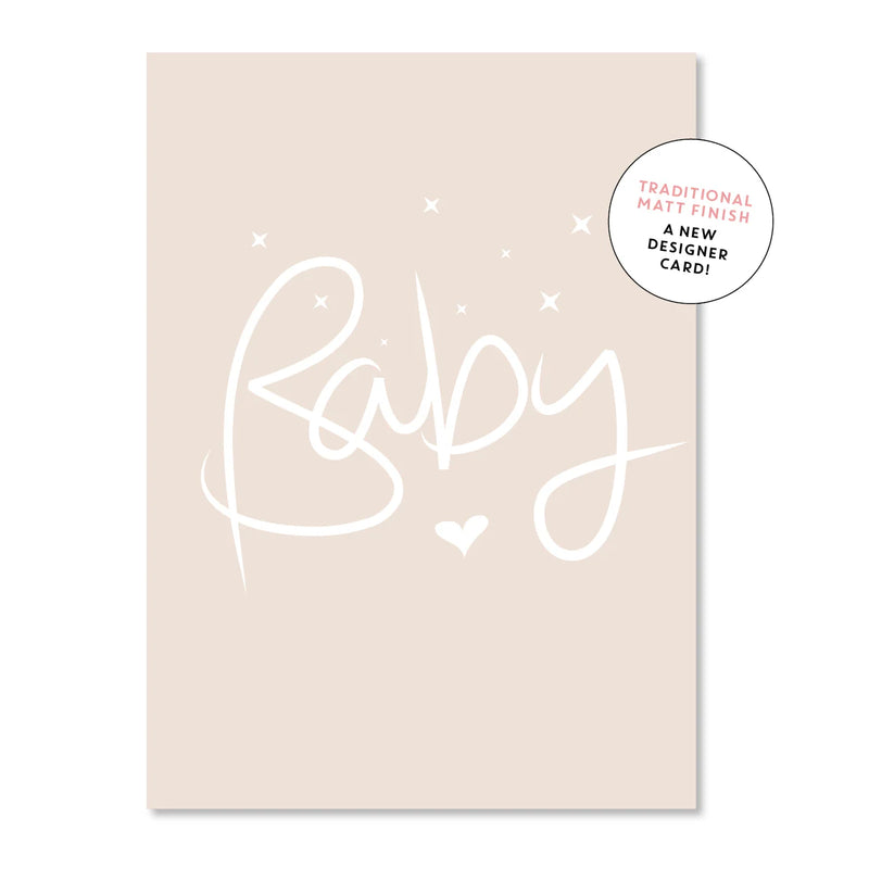 Baby Script Large Card - Cream