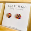 Glitter Resin Stud Earrings - Rainbow