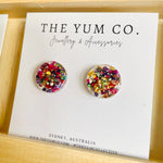 Glitter Resin Stud Earrings - Rainbow