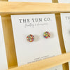 Glitter Resin Stud Earrings - Rainbow