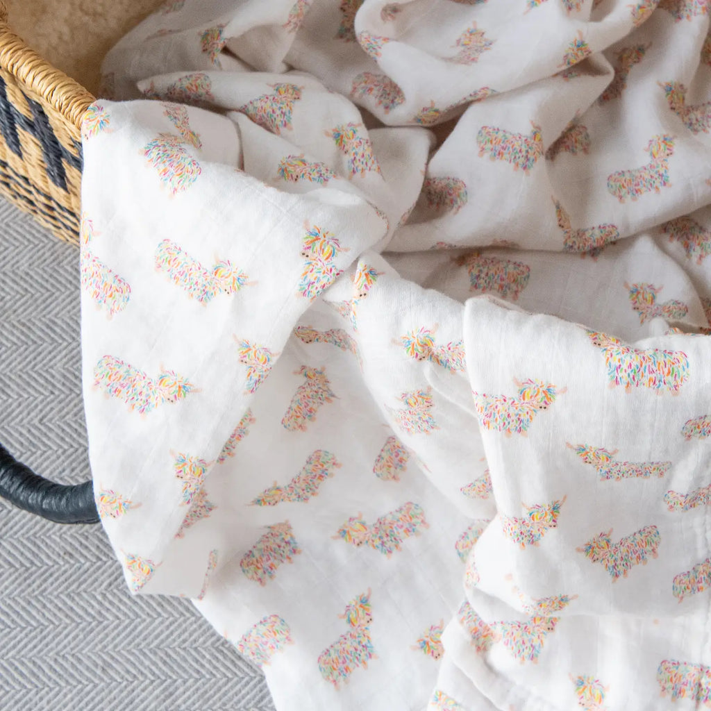 Highland Cow Baby Muslin Swaddle