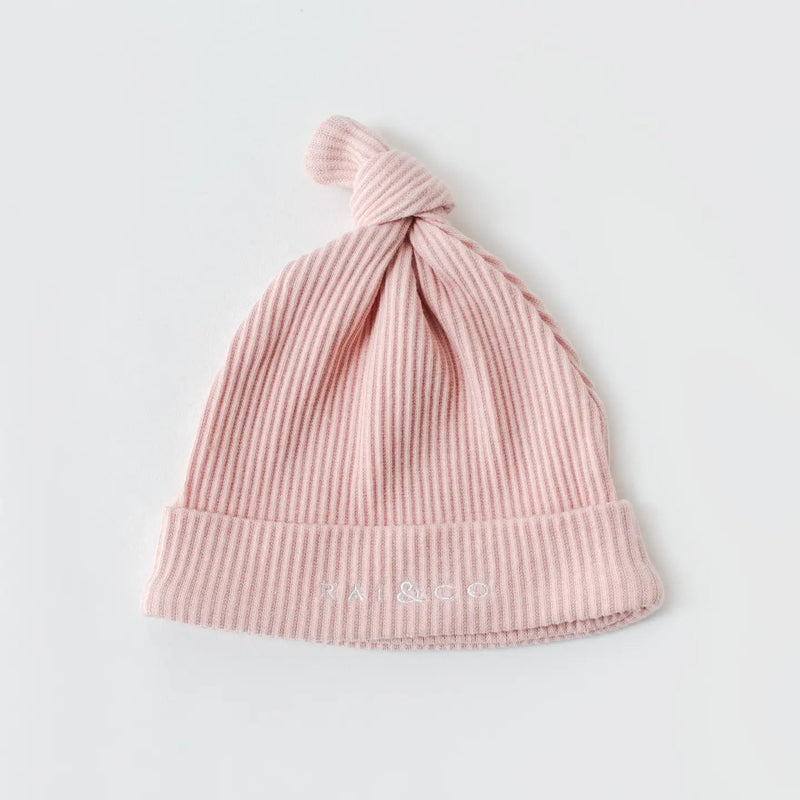 Baby Beanie Ribbed Knotted