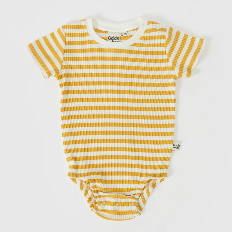 Goldie + Ace Max Short Sleeve Ribbed Striped Romper