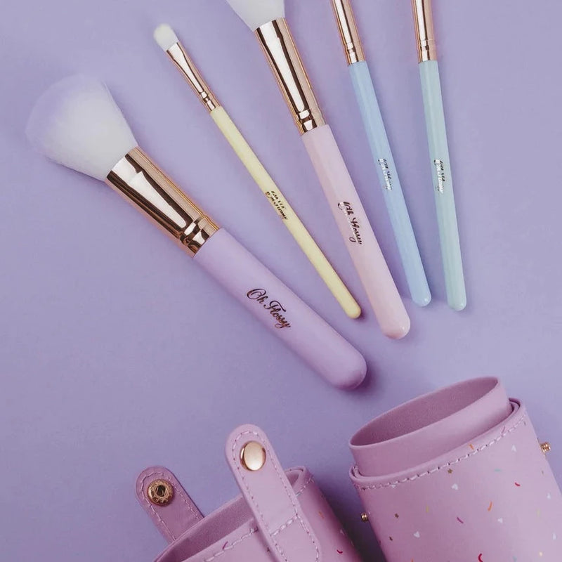 5-Piece Rainbow Makeup Brush Set by Oh Flossy