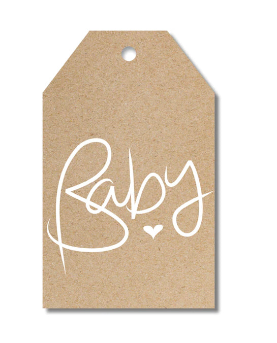 Baby Script Gift Tag - Kraft