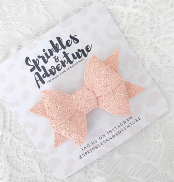 Sprinkles & Adventure Blush Glitter Butterfly Bow