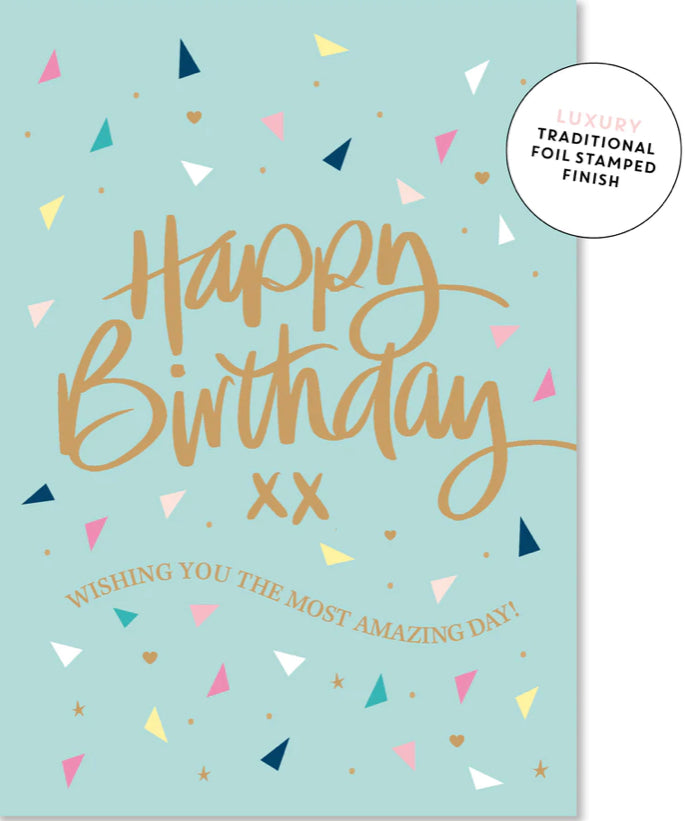 Spearmint Confetti Happy Birthday Card