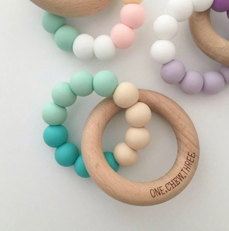 Duo Silicone and Beech Wood Teether