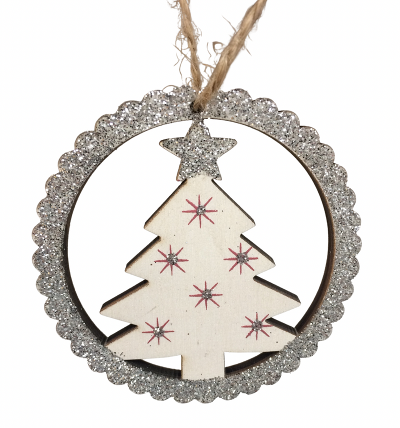 Hanging Wooden Christmas Tree Decoration