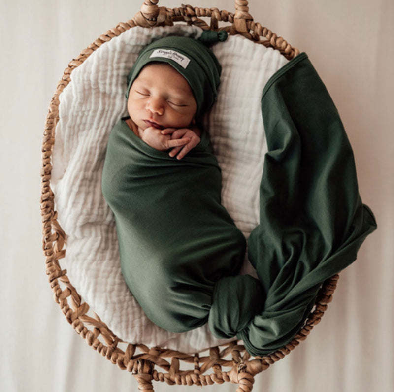 Olive Jersey Wrap and Beanie Set