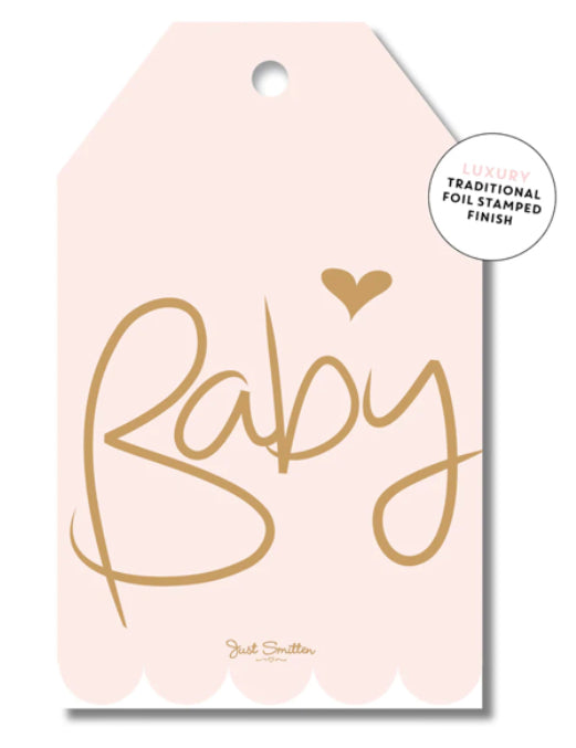 Baby Script Frill Tag - Pink