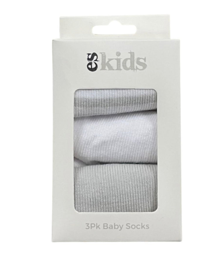 ES Kids Baby Socks Grey Stripe - 3pk