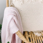 Blush Pink Diamond Knit Baby Blanket