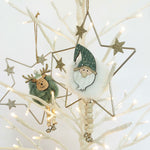 Fluffy Santa Or Reindeer In Star Hanging Decoration