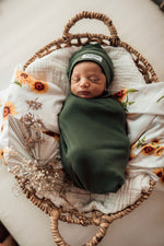 Olive Swaddle Sack and Beanie Set