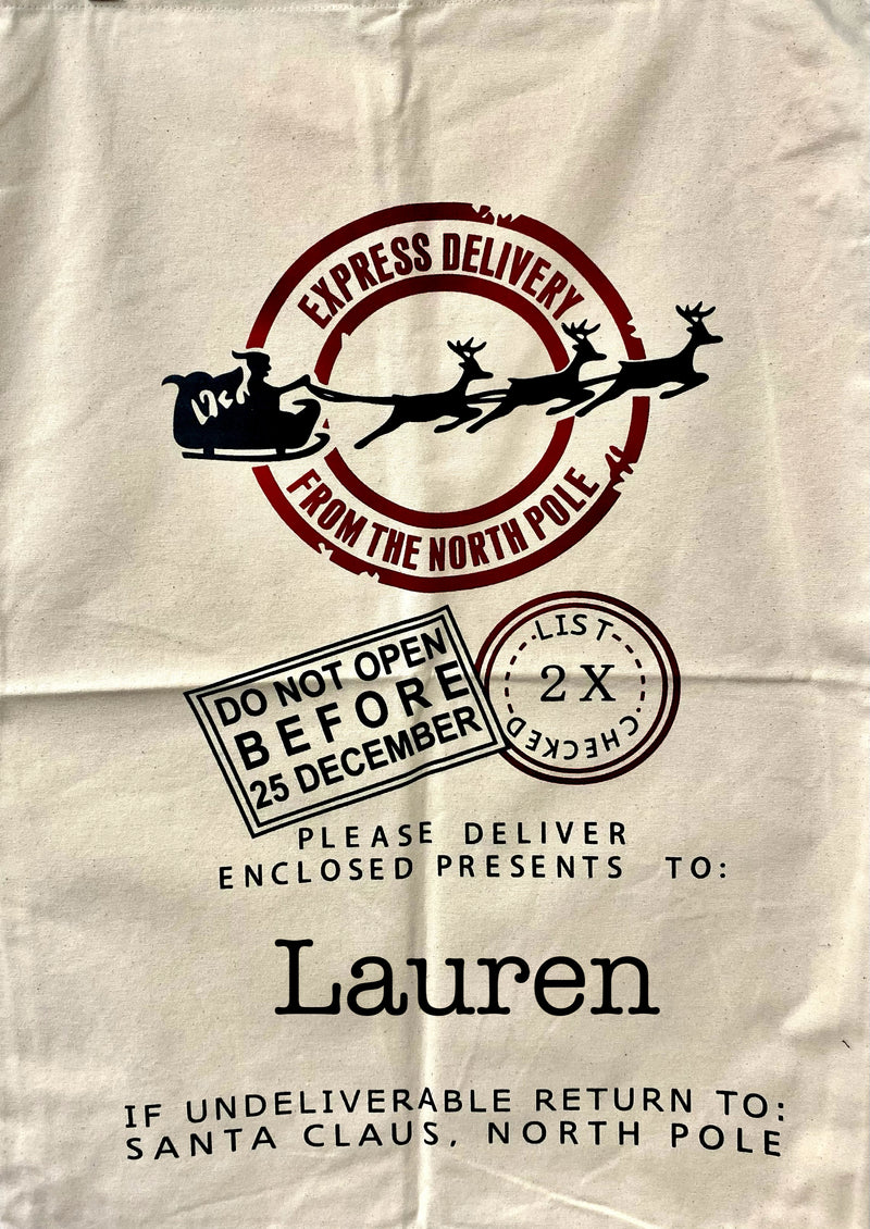 Express Delivery Santa Sack - Plain Font