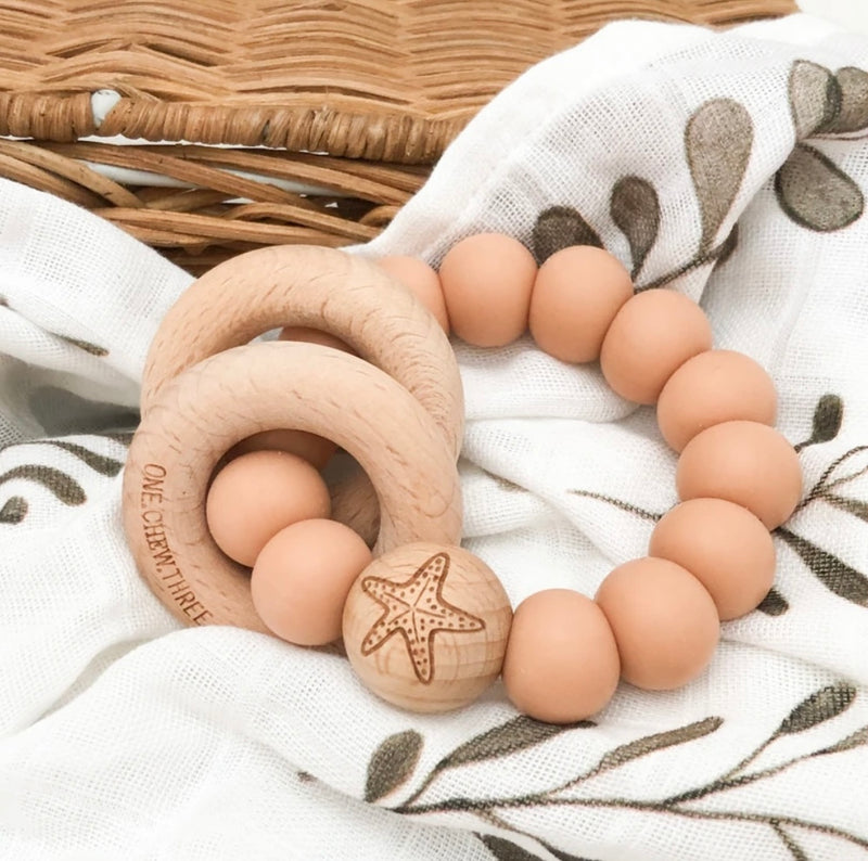 Rattle Silicone and Beech Wood Teether